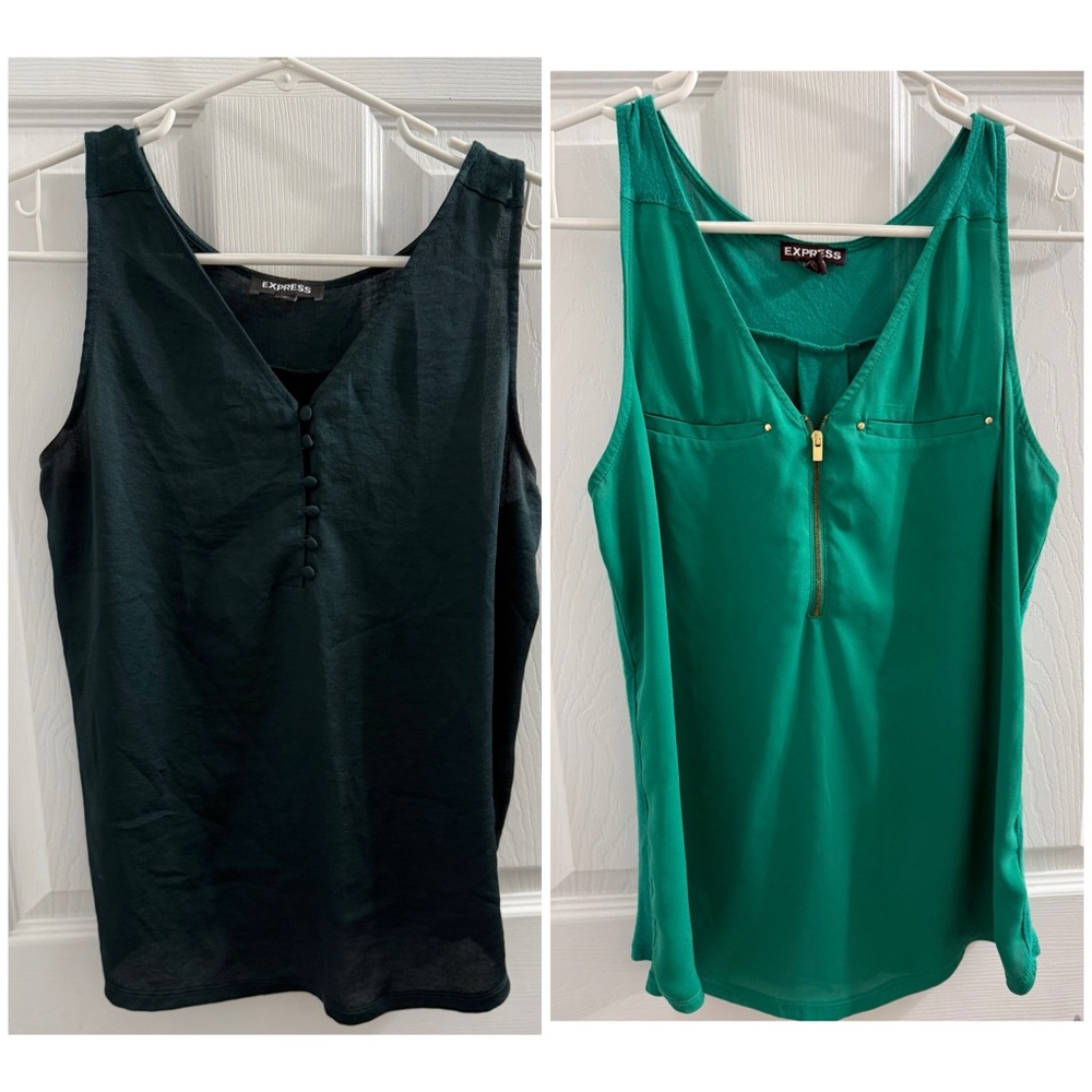 2 Express Green Sleeveless Tops